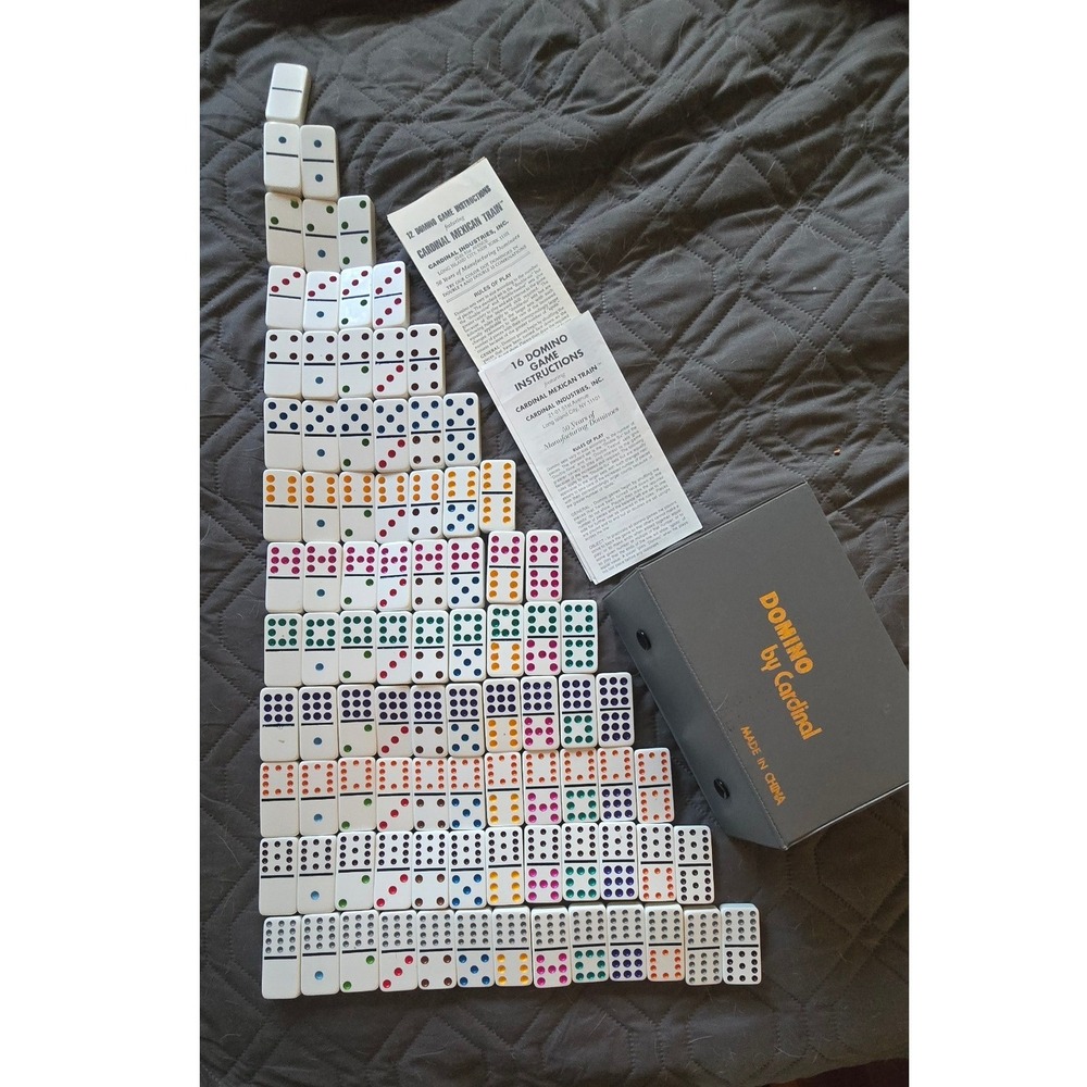 Vintage Domino by Cardinal Double 12 Mexican Train Game‎ 91 Color Tiles Complete